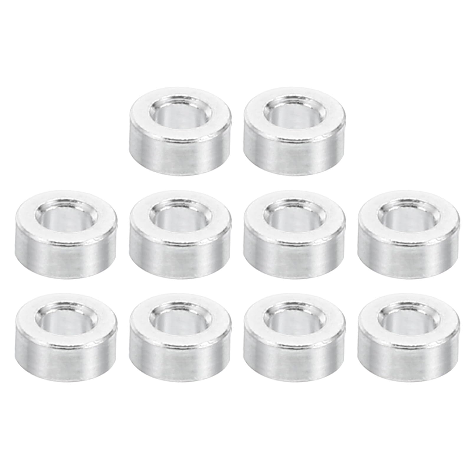 PATIKIL M2 Aluminum Spacers, 10 Pcs Metal Spacer Aluminum 2.1mm ID x 4mm OD x 2mm L Aluminum Spacer Screw Standoff Round for M2 Screw Bolts