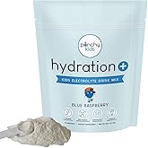 Hydration+ Electrolyte Drink Mix for Kids – Zero Sugar, Immune & Bone Support with Vitamin D, Zinc & K2 – Blue Raspberry Powder Scoop