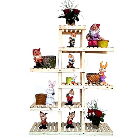 Wonderland Garden Arts and Craft Wooden 12 Pots Plant Stand (Brown, Standard)