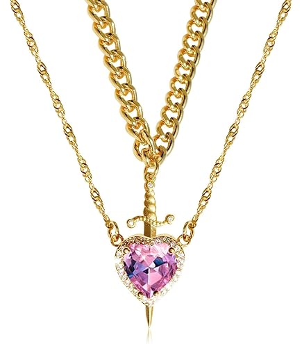 Amazon.com: BYETOCE Heart and Sword Couples Necklace - Gold