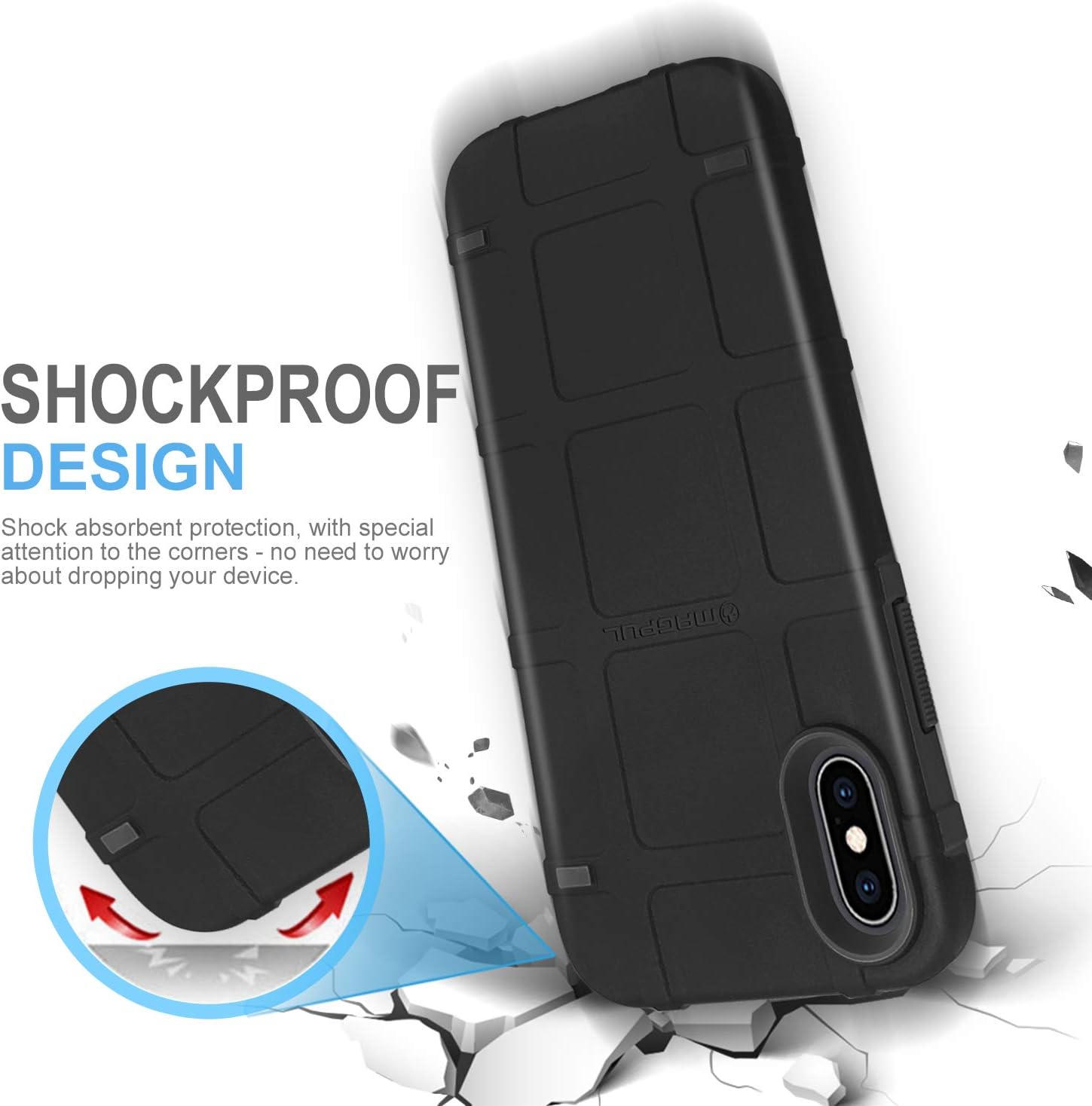 Amazon Com Phone Case Compatible With Apple Iphone X Iphone Xs 5 8 Inch With Tempered Glass Screen Protector Magpul Industries Bump Mag1094 Blk Polymer Protector Cover Retail Packaging Black