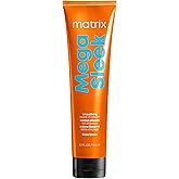 Matrix Mega Sleek Blow Down Smoothing Leave-In Cream - Smooths Hair, Detangles, & Tames Frizz, Heat Protectant, For Dry, Damaged & Frizzy Hair, 5.1 Fl Oz