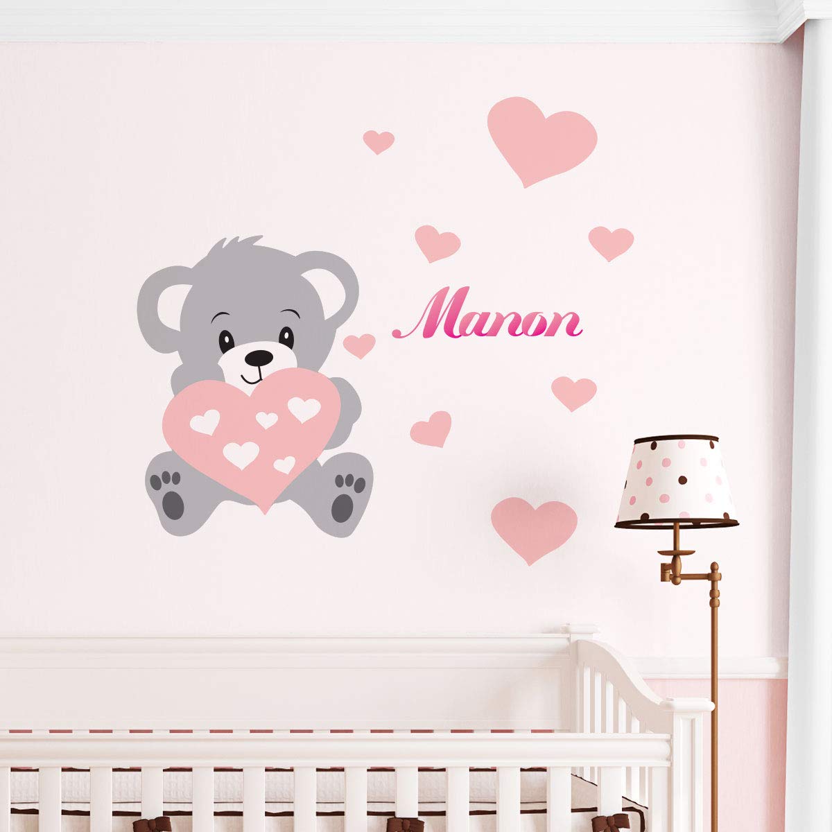 Personalised First Name Wall Sticker | Personalised Name Alphabet Stickers for Children's Bedroom | 2 Sheets of 30 x 35 cm and 50 x 30 cm - Pink Name Stickers