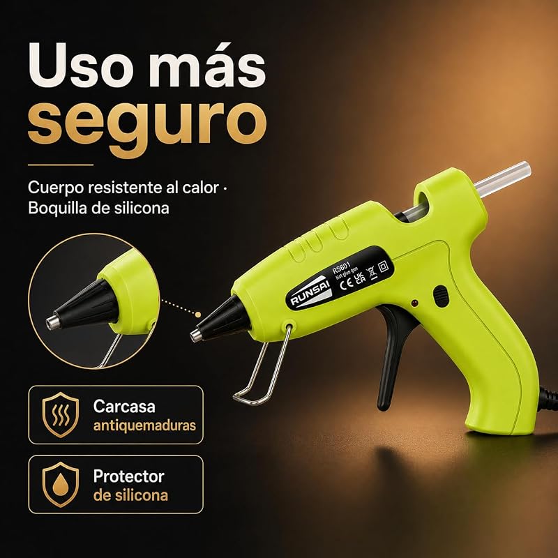 ® Pistola de silicone quente anti-gotejamento com 30 sticks de cola 7mm-30W