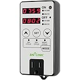 BN-LINK Timer Outlet Short Period Repeat Cycle Intermittent Digital Timer, Interval Timer - Day, Night, or 24 Hour Operation, Programmable Plug-in Timer for Appliances Electrical Outlets 15A/1875W