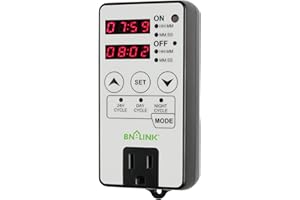 BN-LINK Timer Outlet Short Period Repeat Cycle Intermittent Digital Timer, Interval Timer - Day, Night, or 24 Hour Operation,
