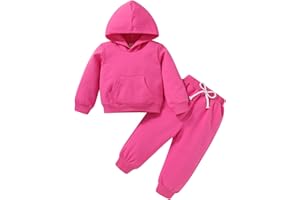 Happy Town Toddler Fall Outfits for Girl Boy Long Sleeve Hoodie Top and Long Sweatpants Set Toddler Sweatsuit