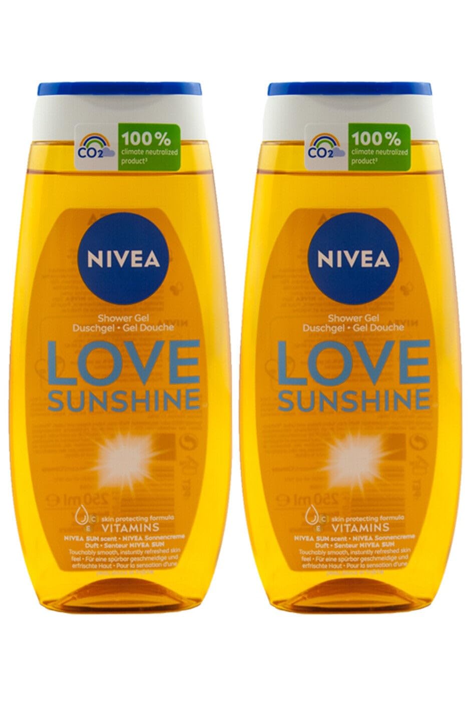 Nivea Shower Care, Original Scent Sun, Bottle, Welcome Sunshine, Pack of 2 (2 x 250 ml)