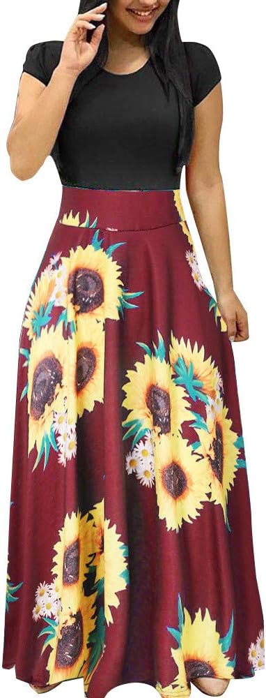Ulanda Elegant Women's Maxi Dress Floral Printed Autumn Long Sleeves Casual Tunic Long Maxi Dress …