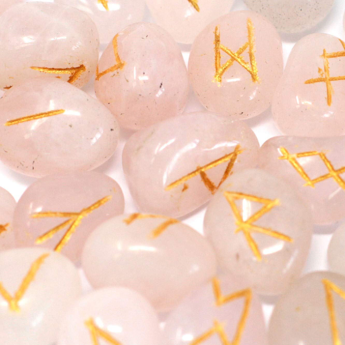 Indian Runes in Pouch - Rose Quartz Indian Rune Sets