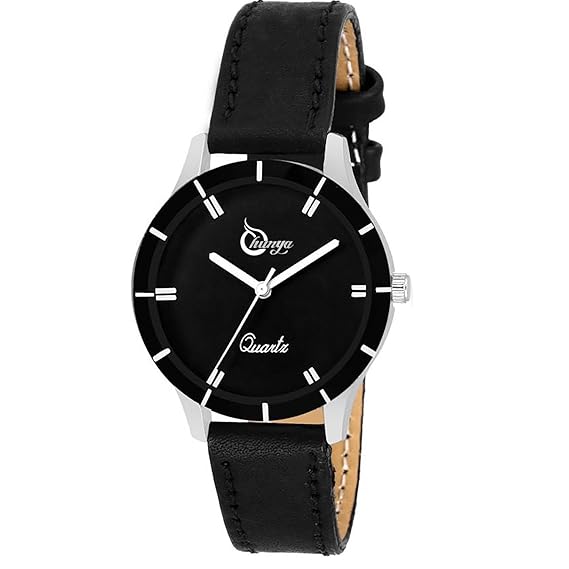 Bhakti Fashion Black 605 Simple Black Leather Wrist Watch for Girls