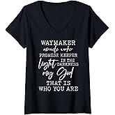 Womens Promise Keeper Miracle Worker Way Maker Christian Faith Gift V-Neck T-Shirt