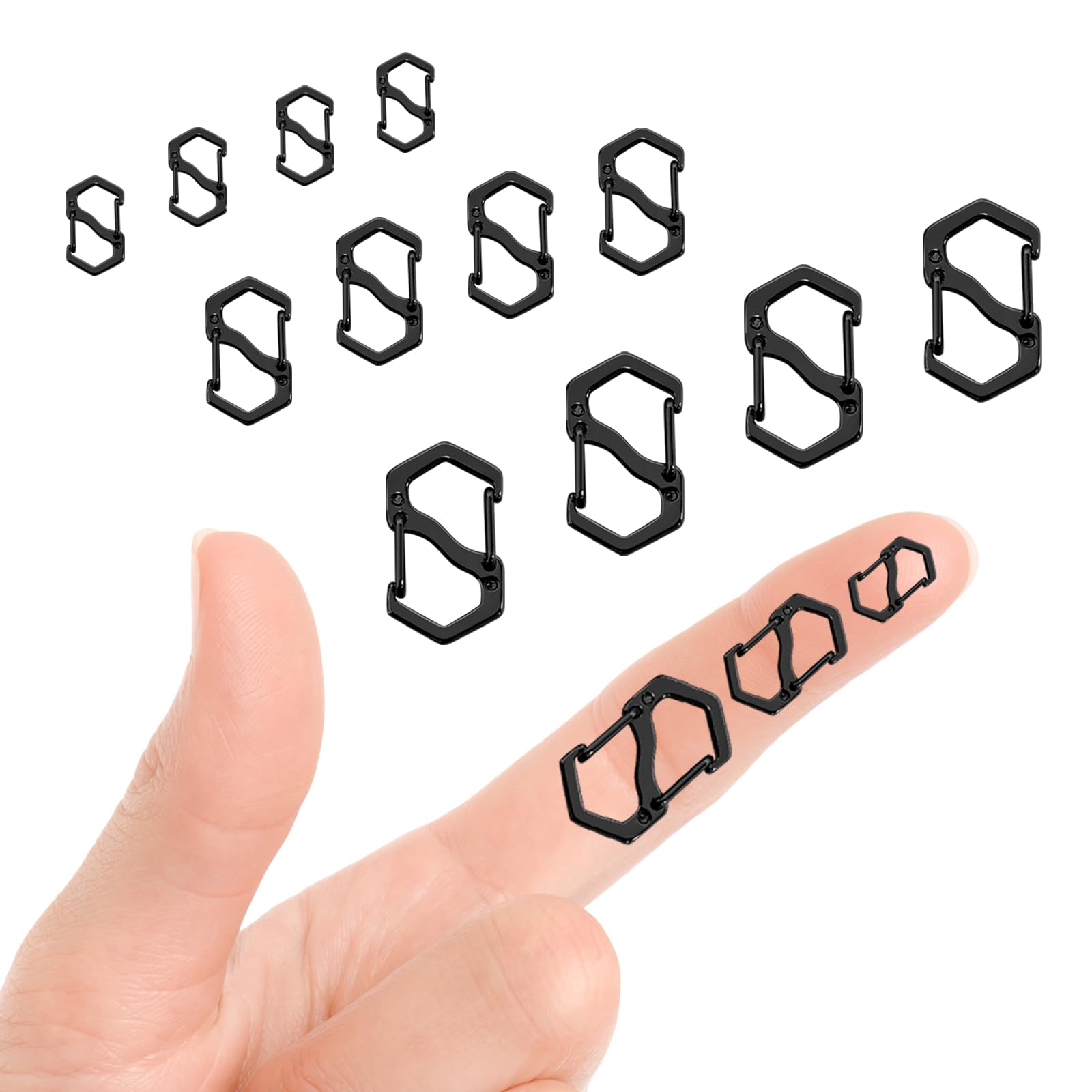 Photo 1 of 12Pcs 3Size Necklace Shortener Clasp Double Opening Lobster Clasp, Stainless Steel S Lock Chain Shortener for Necklace Clip Jewelry Connectors(Black)