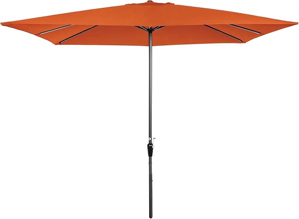 Amazon Com Best Choice Products 8x11ft Rectangular Patio Market Umbrella W Rust Resistant Frame Hand Crank Fade Resistant 210g Polyester Fabric And Wind Vent Orange Garden Outdoor