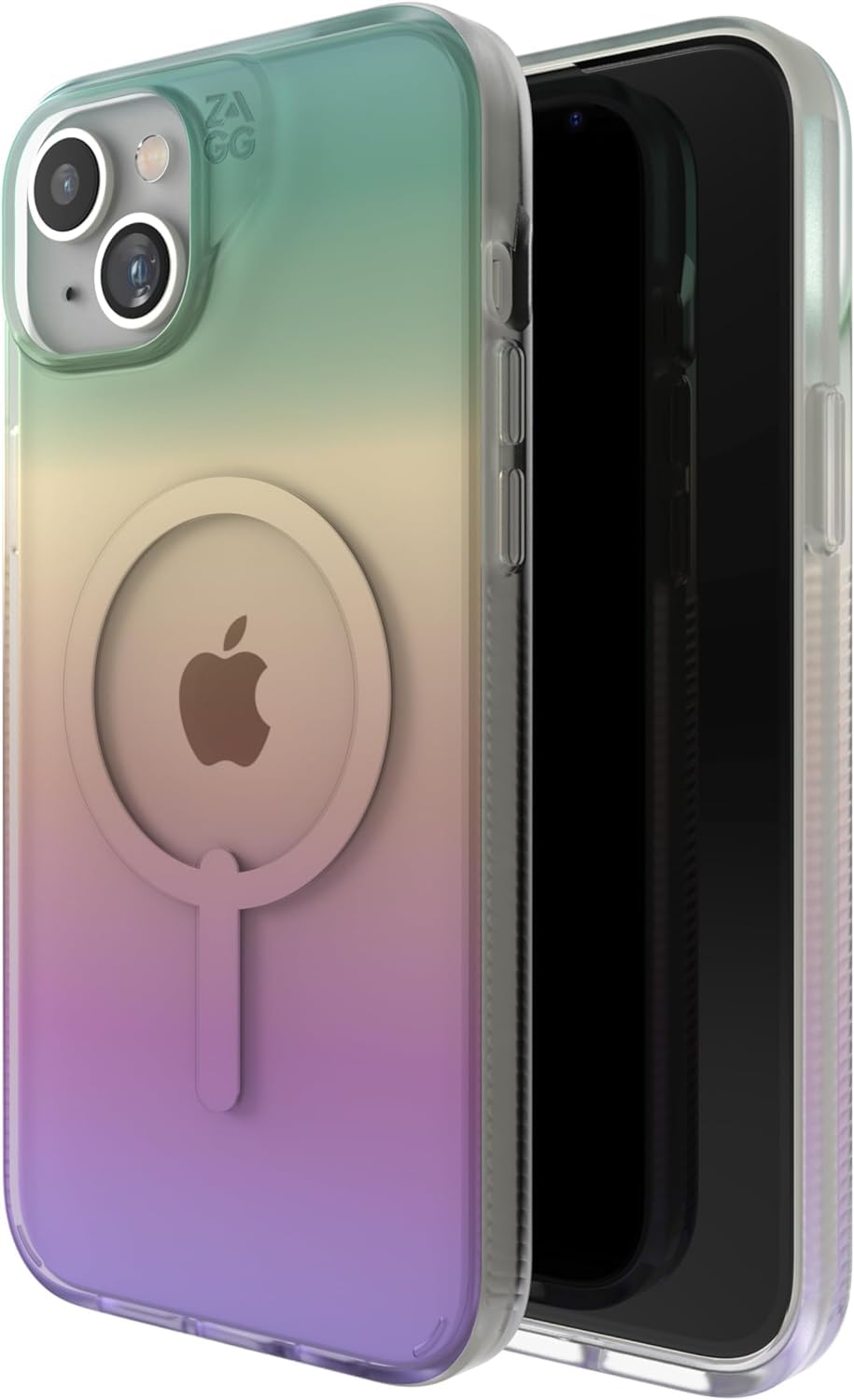 ZAGG Milan Snap Graphene-Reinforced Case for iPhone 14 Plus and iPhone 15 Plus [6.7-Inch], MagSafe Compatible, Anti-Yellowing, Shockproof Phone Back Cover (Iridescent)