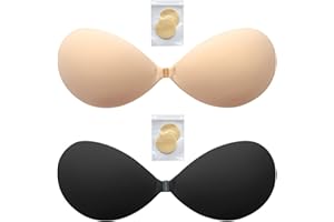 FurttBlem Adhesive Sticky Strapless Bras for Women 2 Pairs Invisible Silicone Push Up Bra for Backless Dress,Reusable