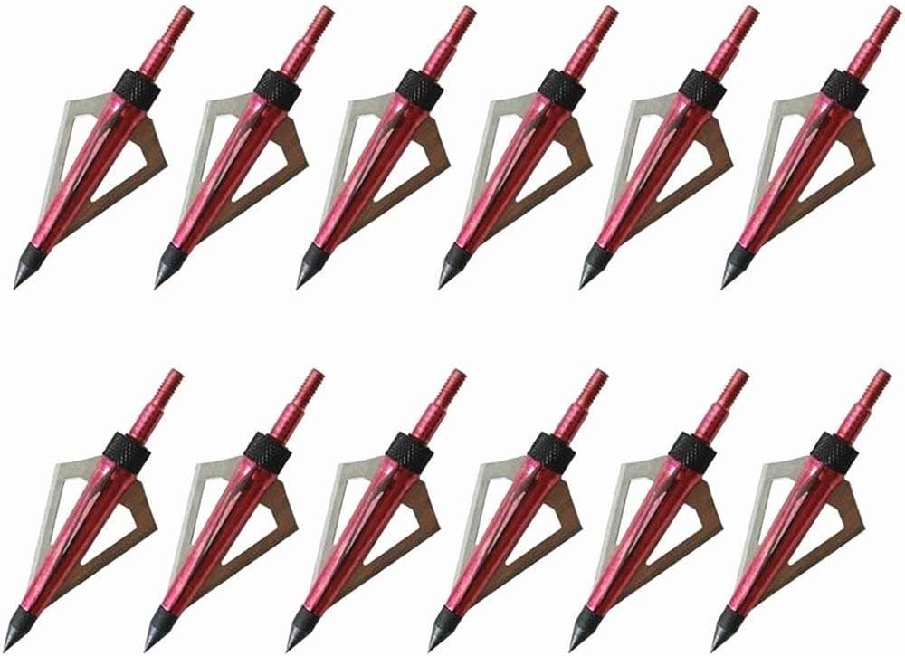 Huntingdoor 12PK Black 3 Blades Archery Broadheads 100 Grain Screw-in Arrow Heads Arrow Tips