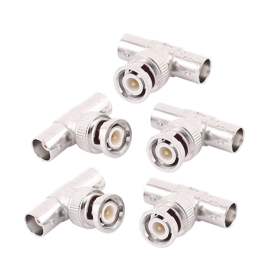 sourcing map 5 Pcs BNC Q9 3 Way T Connector 1 Male to 2 Female Video Adaptor for CCTV Camera