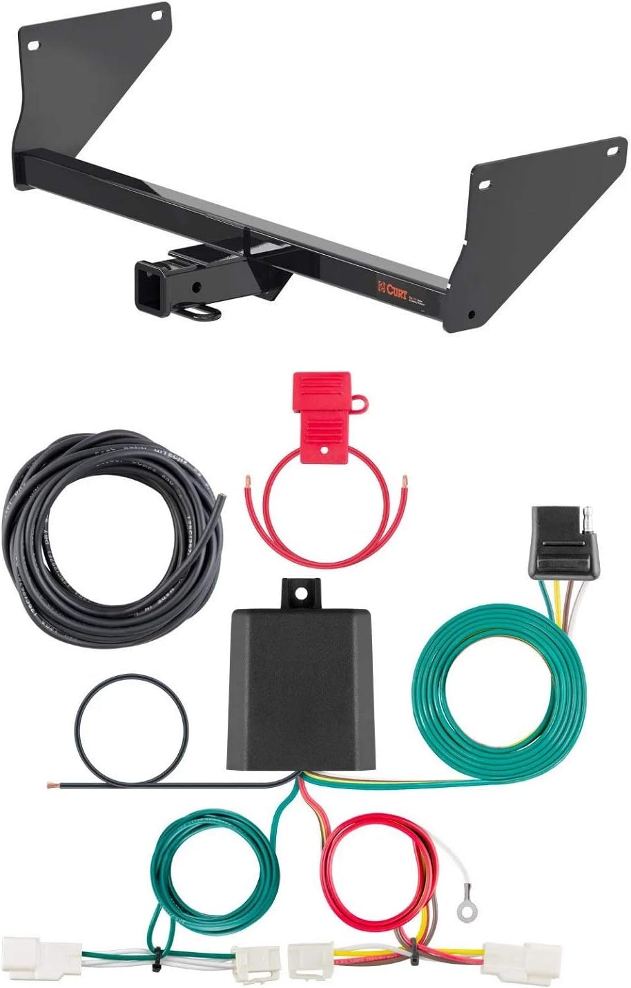 Curt 13416 56434 Class 3 Trailer Hitch 2in Receiver With 4 Pin Custom Wiring Harness Bundle