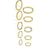5 Pairs Small Gold Hoop Earrings for Women Hypoallergenic Stainless Steel Tiny Huggie Hoop Earrings 18K Real Gold Filled Lightweight Cute Trendy Lobe Cartilage Helix Mutiple Piercing for Women Men
