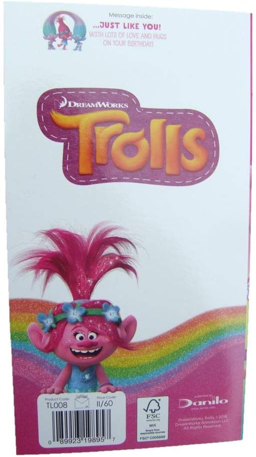 Trolls Official Granddaughter Birthday Card, Birthday Card for Grandaughter, Multi, 9 x 5 inches - Image 3