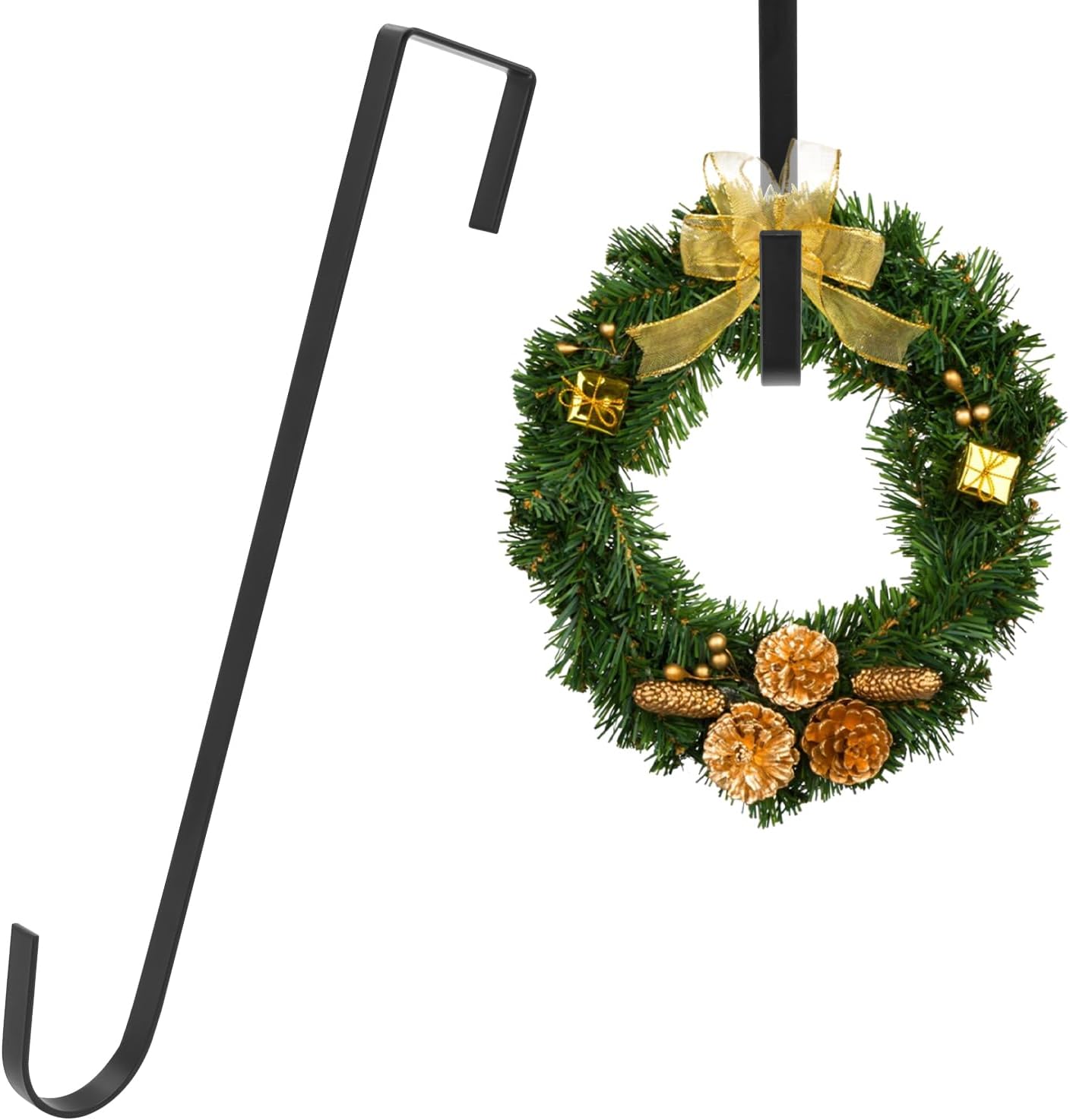 Wreath Hangers - Dohia Wreath Hanger for Front Door 12 in Metal Over The Door Wreath Hook Hanger Single Hook Ornament Wreath Door Hanger D1-SDHHGG (2)