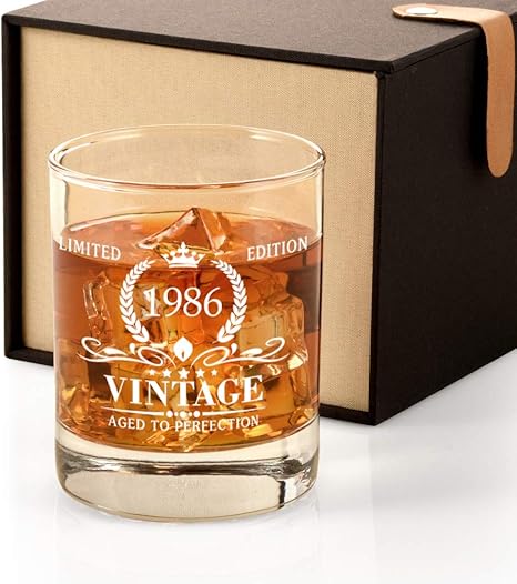 Amazon Com 1986 35th Birthday Gifts For Men Vintage Whiskey Glass 35 Birthday Gifts For Dad Son Husband Brother Funny 35th Birthday Gifts Present Ideas For Him 35 Year Old Bday Party