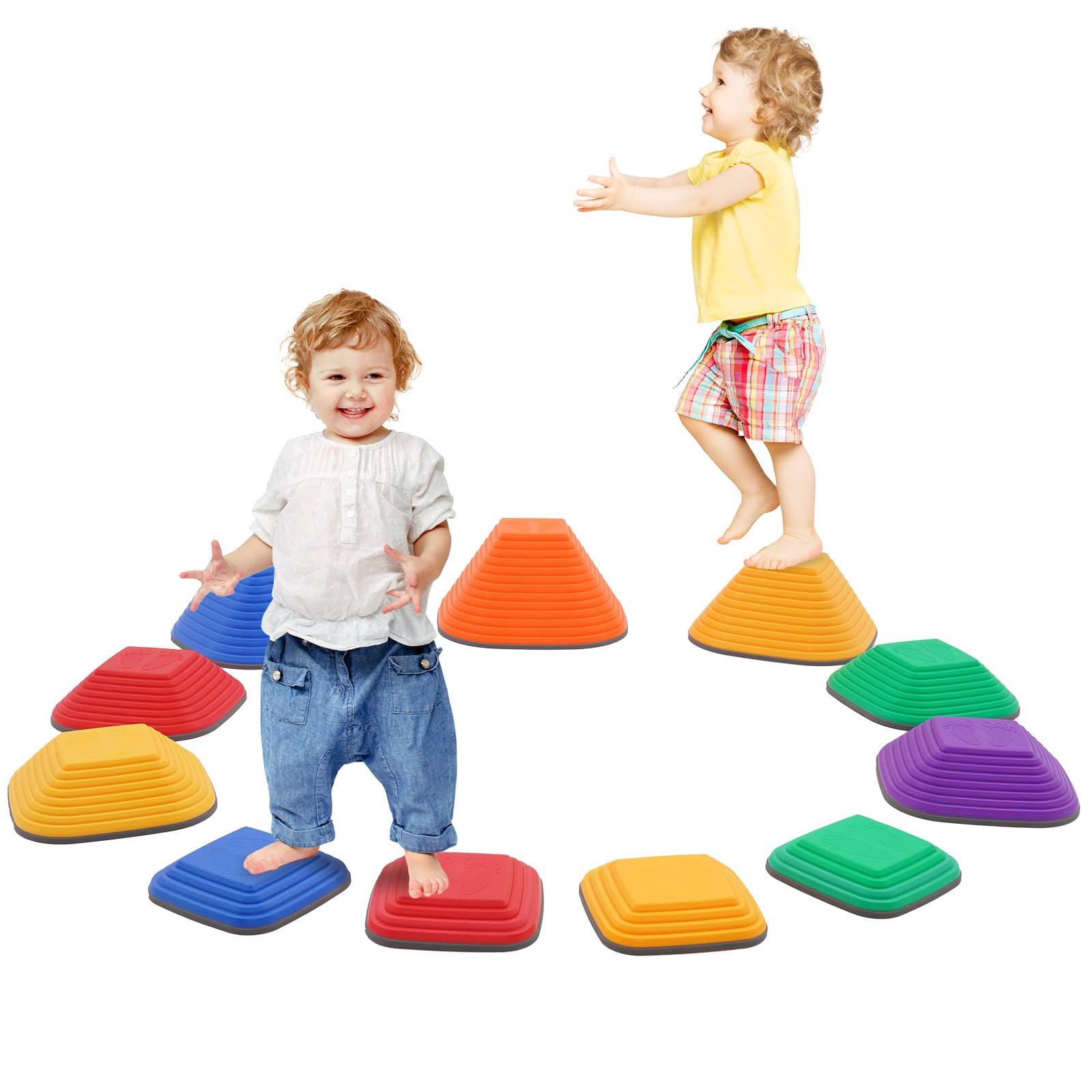 Photo 1 of 11PCS Stepping Stones For Kids,Durable Non-Slip Balance Stones For Toddlers,Indoor & Outdoor Obstacle Course Toys,Develops Balance & Gross Motor Skills,Gifts for Girls Boys (colorful)