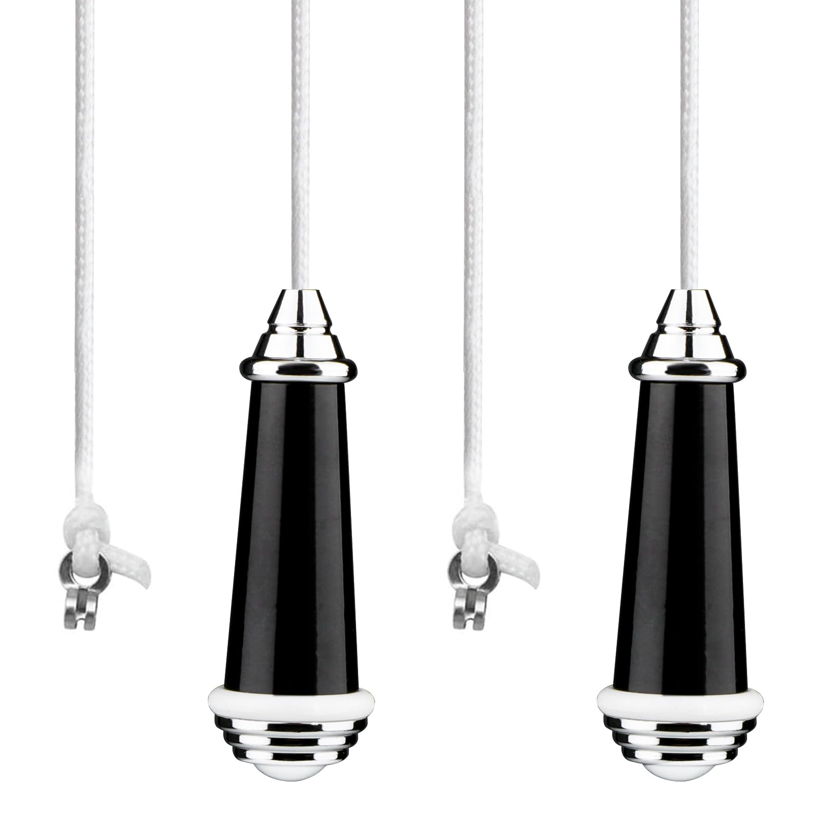 TXErfolg 2Pcs Bathroom Light Pull Cord 8cm Light Pull Handle with 150cm Cord Connector Light Switch Pull Cord Chrome Pull Cord Handle for Ceiling/Toilet Light Blind Cord Pull Handle - Black