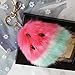 SUPPION Watermelon Rabbit Fur Ball Keychain Bag Plush Car Key Ring Car Key Pendant (Hot Pink)