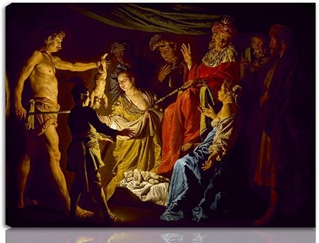 Amazon Co Jp Matthias Stom 伸びた ジクレー キャンバスに印刷 有名な絵画 美術品 ポスター 再生 壁の装飾 ハングする準備ができて 彼はソロモンの審判 Nk ホーム キッチン