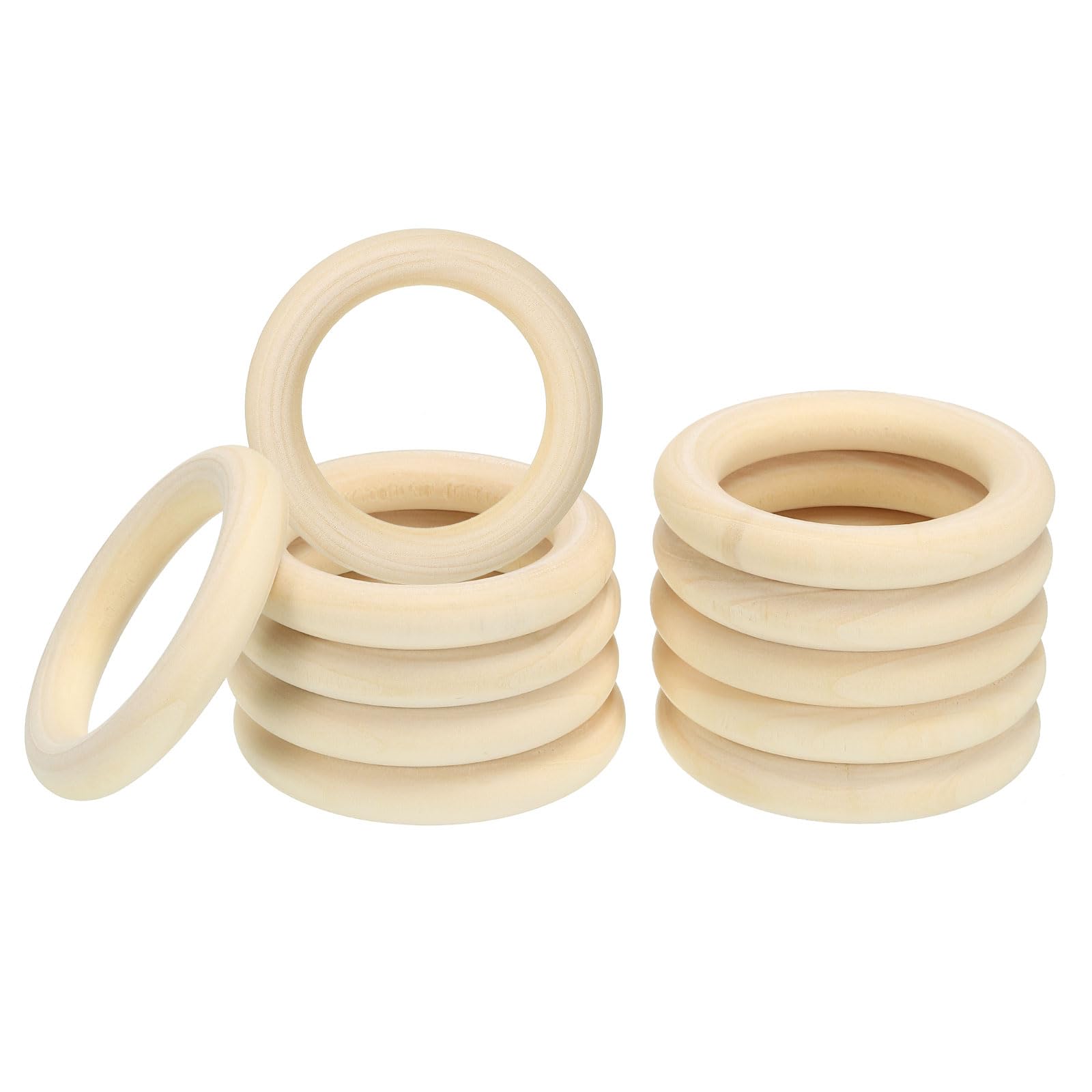 PATIKIL 60mm/2.36" Unfinished Wooden Rings, 20 Pack Natural Solid Wood Rings Circle for DIY Craft Ring Pendant Connectors, Wood Color