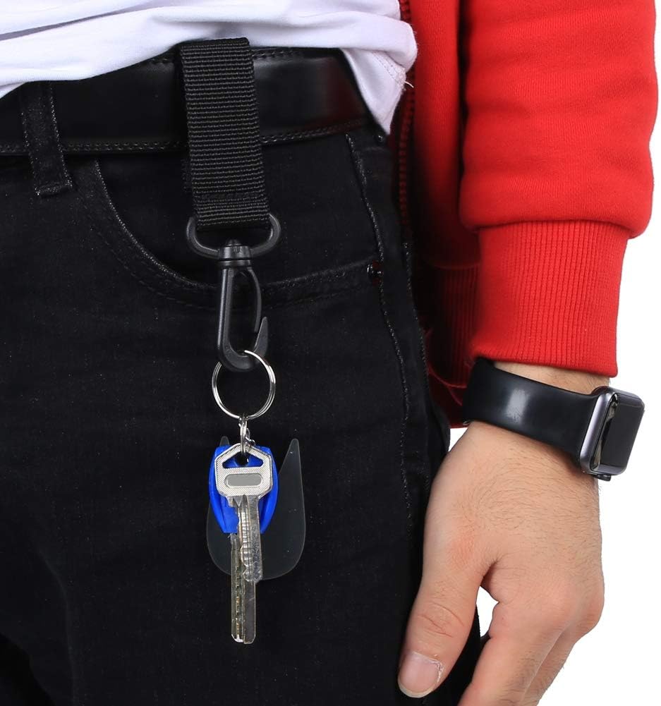 Alomejor 3pc Belt Hanging Carabiners Hook Clips Belt Keeper 360 Degree