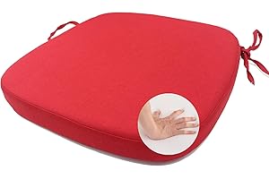 Eiury Kitchen Chair Cushions with Ties - High Density Sponge Seat Cushion and Dining Room Chair Pad 17 X 16.5 Inches Non Slip Rubber Back Seat Cover Machine Washable - Red