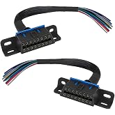 KPFILEH OBD2 J1962F Female 1FT/30CM 16PIN Connector, 2PCS | OBDII Braided Dash Port Pigtail Fixed Wire Harness, Fit OBDII Port Replacement Cable to Open Pigtail Cable with Mount Bracket