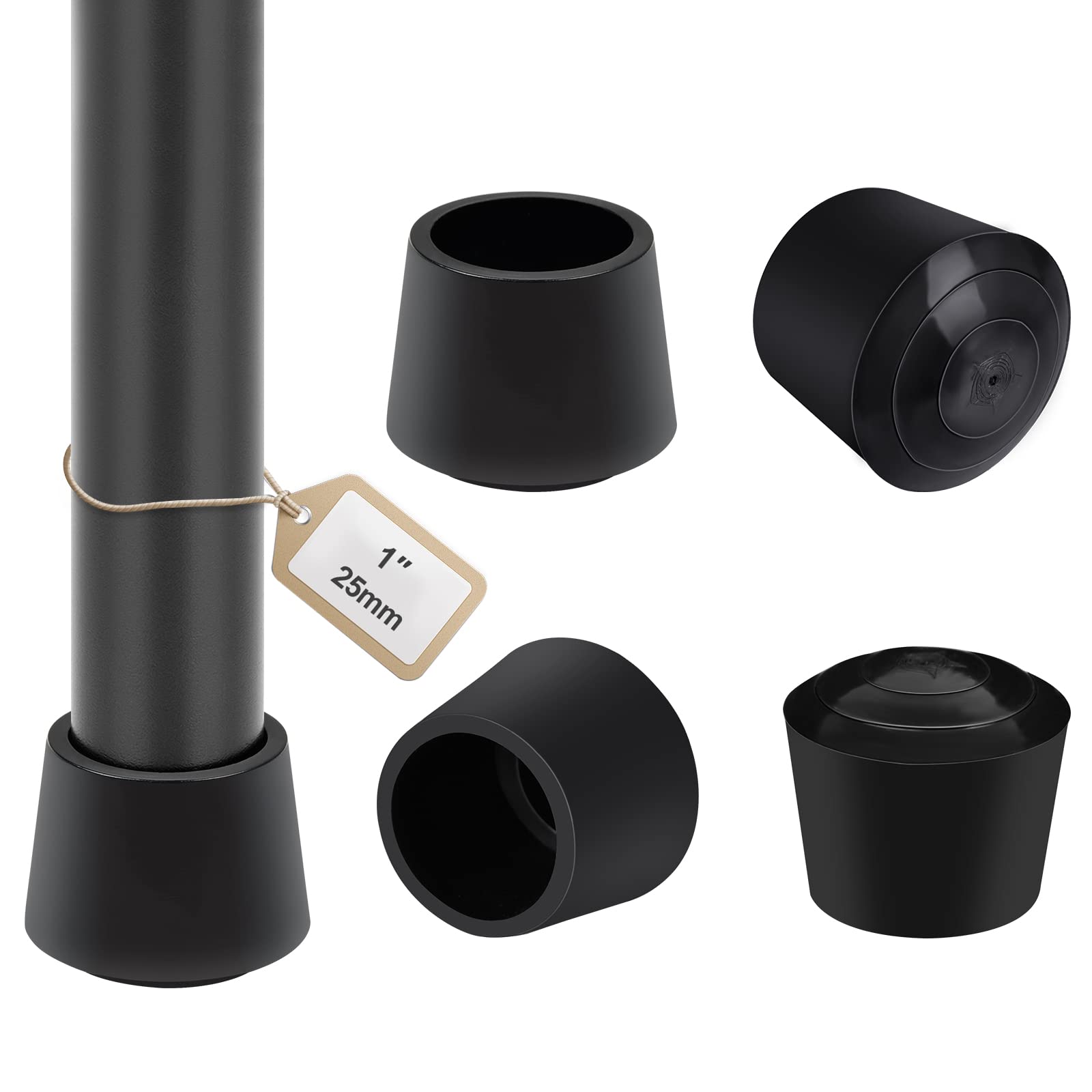 Sopito 16pcs Rubber Chair Leg Caps, Scratch Proof & Quiet Floor Protectors for Exact 25-26mm Legs