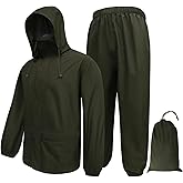 LOOGU Men's Rain Suit - Rain Gear for Men Waterproof, Lightweight Rain Coat, Breathable Mens Rain Jackets Hood and Pants