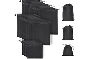 JINXOLET Adult Storage Bags Set - Microfiber Drawstring Toy Organizer - Black