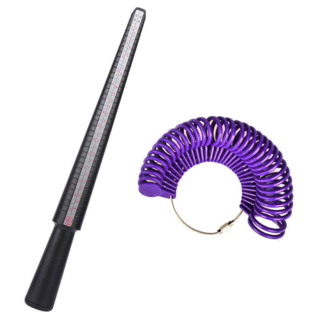 SHiZAK UK Ring Mandrel Sizer Finger Sizing Measuring Stick Plastic with Ring Sizer Guage Set of 26 Pcs Circle Models