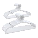 ABHENG Plastic Kids Hangers, Pack of 60, Ultra Slim Closet Hangers, Non-Slip, Space-Saving, Sturdy, 14" W x 7" H (for Children Aged 7-12 Years), White, UAPY0760W