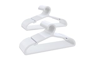 ABHENG Plastic Kids Hangers, Pack of 60, Ultra Slim Closet Hangers, Non-Slip, Space-Saving, Sturdy, 14" W x 7" H (for Children Aged 7-12 Years), White, UAPY0760W