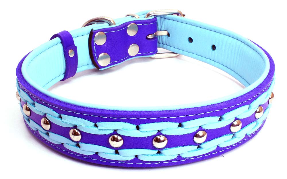 Unbekannt Sulla Real Leather Padded Handmade Dog Collar in Fashionable Colours Braided M/L/XL/XXL