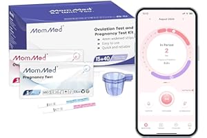 MomMed Ovulation Test Kit (HCG15-LH40), 15 Pregnancy & 40 Ovulation Test Strips with 55 Urine Cups Reliable & Quick Early Pre