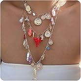 Gold Layered Stack Necklace for Women Trendy Boho Adjustable Coin Pendant Necklace Pearl Short Neck Jewelry Accessories