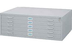 Safco Products 4998GRR Flat File for 48" W x 36" D Documents, 5-Drawer (Additio0l Options Sold Separately), Grey