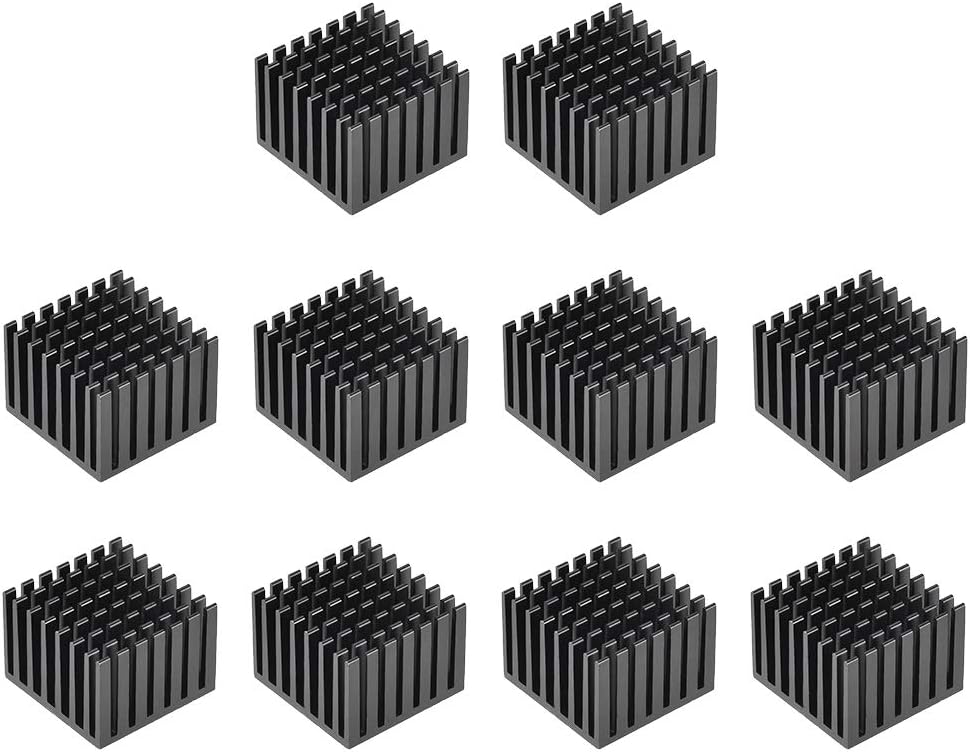 sourcing map Electronic Radiators Heatsink for MOS GPU IC Chip Black 28 x 28 x 20 mm 10pcs, 28x28x20mm