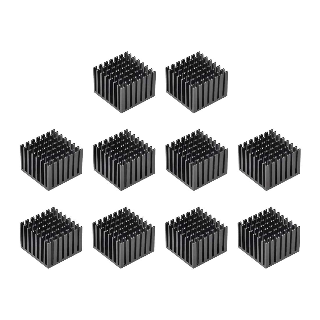 sourcing map Electronic Radiators Heatsink for MOS GPU IC Chip Black 28 x 28 x 20 mm 10pcs