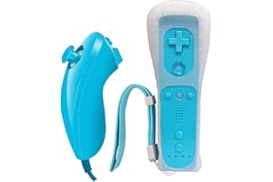 Wii Remote Controller,Wii Controller With Nunchuck Compatible with Wii/Wii U Console (Blue)