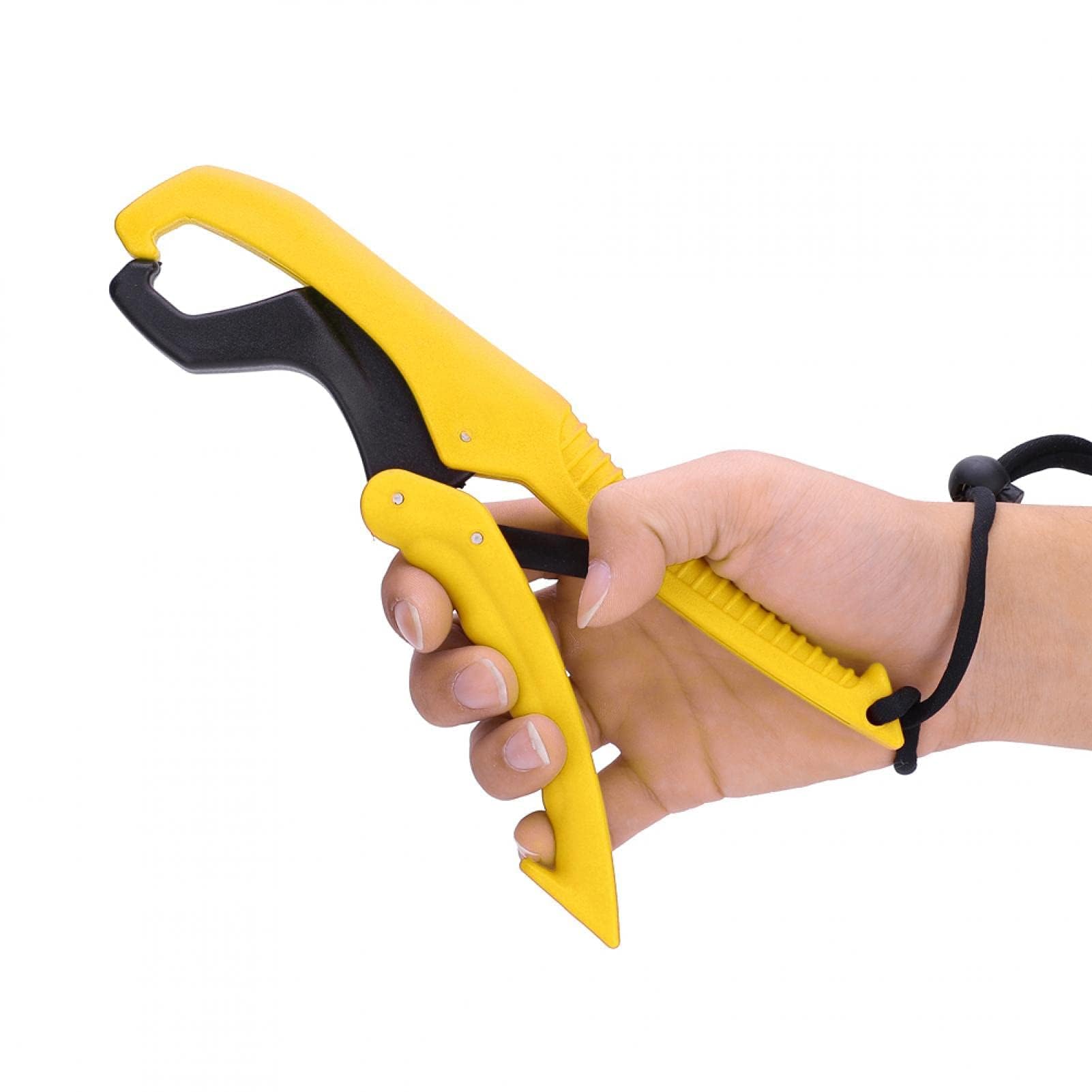 Alomejor Floating Fishing Gripper Gear ABS Fish Lip Grip Pliers Fish Clamp with Adjustable Rope(S-Yellow)