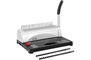 MAKSHEIN Comb Binding Machine, 21-Hole, 450 Sheets Capacity, Punch up to 12 Sheets,Punch Comb Binder Machines for Letter Size A5/A4 Paper with 100pcs 1/4" Binding Spines